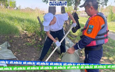 Participation of students from ALT University named by M. Tynyshpayev in the citywide cleanup day