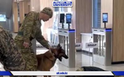 В Институте военного дела специалисты Управления служебной кинологии Пограничной службы КНБ РК провели показательные занятия